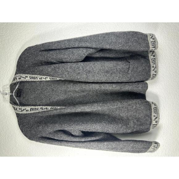 VTG Alpaca Wool Cardigan Gray Peru Knit Sweater Jacket Boho Andean Men’s L - Picture 1 of 4